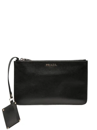 Pre-owned Prada 2010-2026 Saffiano Pouch In Black
