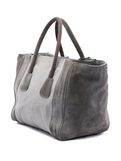Pre-owned Prada 2010-2026 Scamosciato And Canapa Twin Pocket Double Handle Satchel In Grey