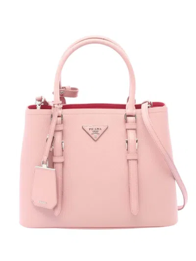 Pre-owned Prada 2010-2026 Small Saffiano Cuir Double Handle Satchel In Pink