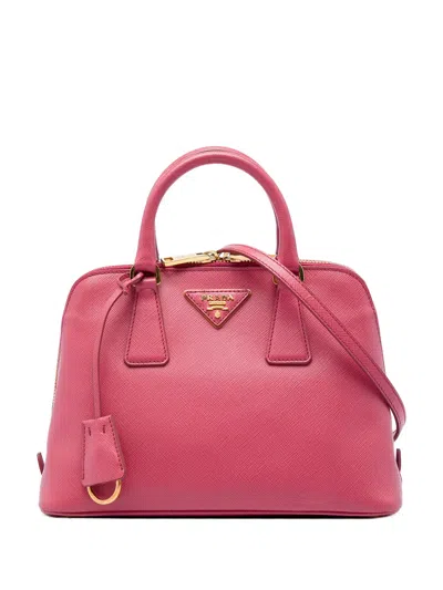 Pre-owned Prada 2010-2026 Small Saffiano Lux Promenade Satchel In Pink