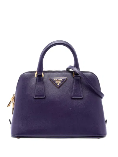 Pre-owned Prada 2010-2026 Small Saffiano Lux Promenade Satchel In Purple