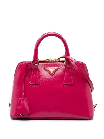 Pre-owned Prada 2010-2026 Small Saffiano Vernice Promenade Satchel In Pink