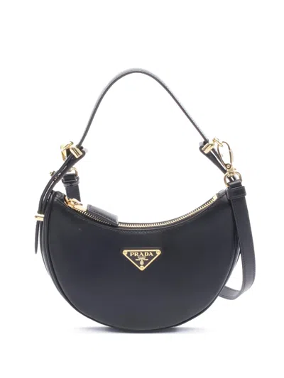 Pre-owned Prada 2010-2026 Small Soft Calf Arque Satchel In Black