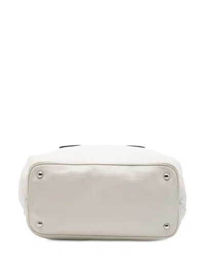Pre-owned Prada 2010-2026 Soft Calf Convertible Shopping Tote Satchel In 白色