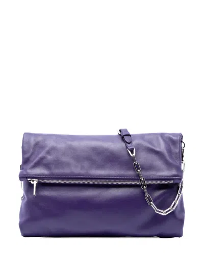Pre-owned Prada 2010-2026 Soft Calf Fold Over Shoulder Bag In Purple