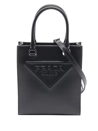 Pre-owned Prada 2010-2026 Soft Calf Satchel In Black