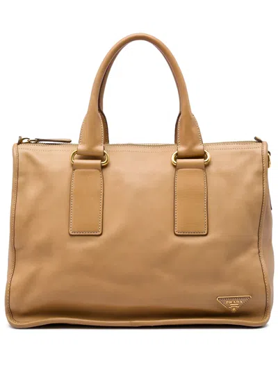 Pre-owned Prada 2010-2026 Soft Calf Satchel In Brown