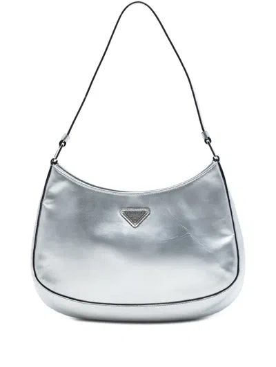 Pre-owned Prada 2010-2026 Spazzolato Cleo Shoulder Bag In Silver