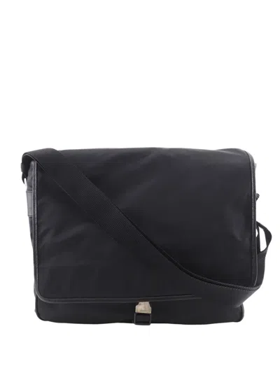 Pre-owned Prada 2010-2026 Tessuto Buckle Messenger Bag Crossbody Bag In Black