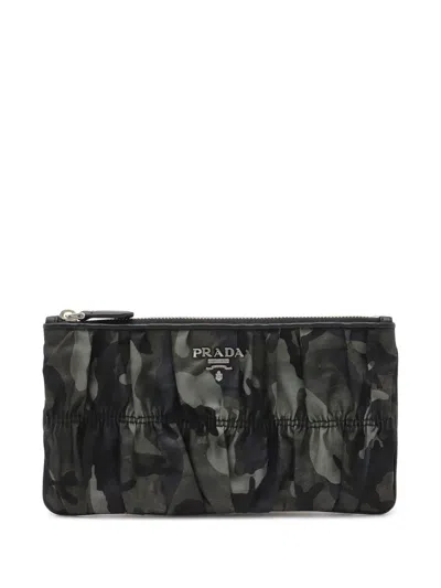 Pre-owned Prada 2010-2026 Tessuto Camouflage Gaufre Pouch In Grey