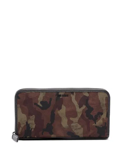 Pre-owned Prada 2010-2026 Tessuto Camouflage Wallet Long Wallets In Brown