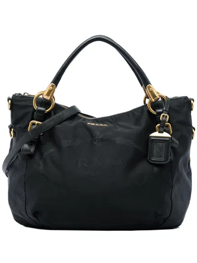 Pre-owned Prada 2010-2026 Tessuto Canapa Logo Satchel In Black