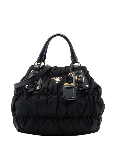 Pre-owned Prada 2010-2026 Tessuto Gaufre Satchel In Black