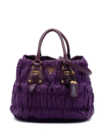 Pre-owned Prada 2010-2026 Tessuto Gaufre Satchel In Purple