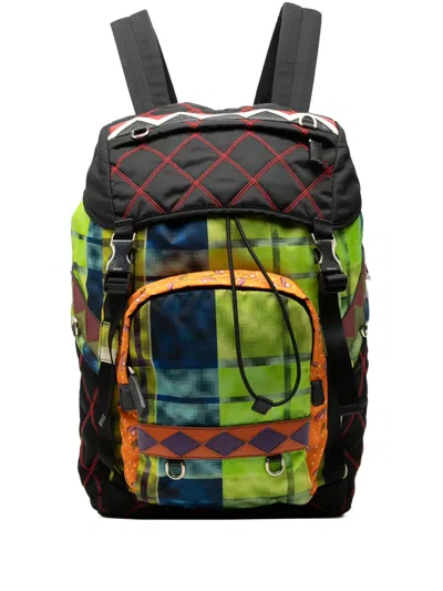 Pre-owned Prada 2010-2026 Tessuto Patch Backpack In Green