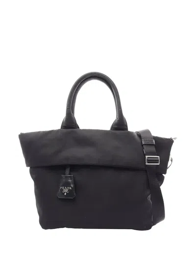 Pre-owned Prada 2010-2026 Tessuto Reversible Satchel In Black