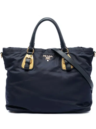 Pre-owned Prada 2010-2026 Tessuto Satchel In Blue