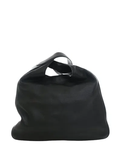 Pre-owned Prada 2010-2026 Vitello Corsica Pocket Hobo Bag In Black