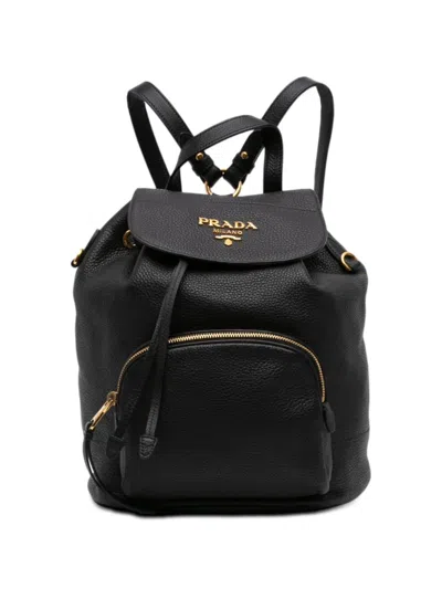 Pre-owned Prada 2010-2026 Vitello Daino Backpack In Black
