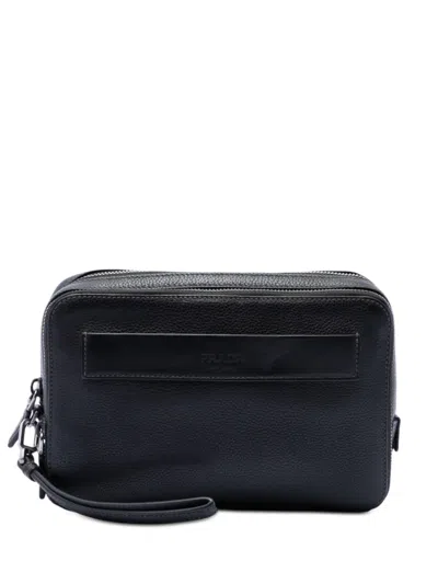Pre-owned Prada 2010-2026 Vitello Daino Clutch Bag In Black