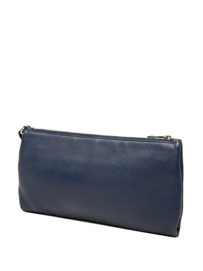 Pre-owned Prada 2010-2026 Vitello Daino Clutch Bag In Blue
