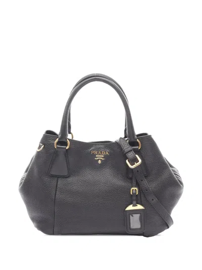 Pre-owned Prada 2010-2026 Vitello Daino Satchel In Black