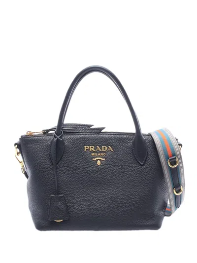 Pre-owned Prada 2010-2026 Vitello Daino Satchel In Black