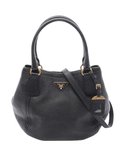 Pre-owned Prada 2010-2026 Vitello Daino Satchel In Black