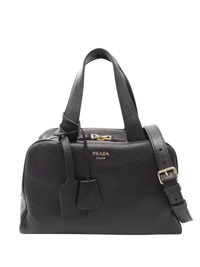 Pre-owned Prada 2010-2026 Vitello Daino Satchel In Black