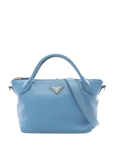 Pre-owned Prada 2010-2026 Vitello Daino Satchel In Blue