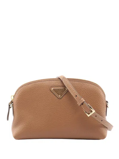 Pre-owned Prada 2010-2026 Vitello Daino Soft Shoulder Bag In Brown