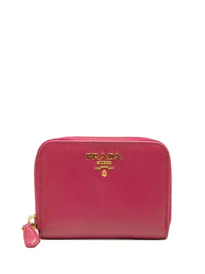 Pre-owned Prada 2010-2026 Vitello Move Coin Pouch In Pink