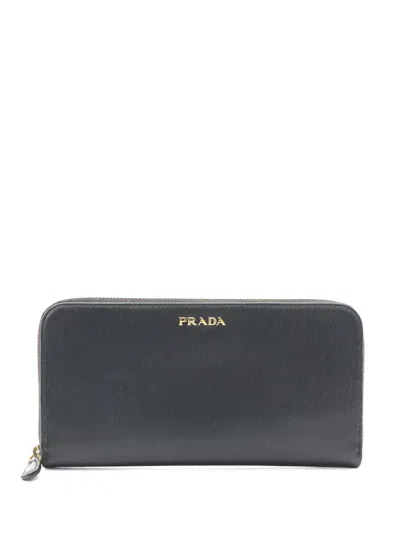 Pre-owned Prada 2010-2026 Vitello Move Wallet Long Wallets In Black