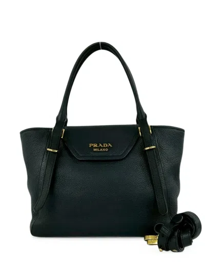 Pre-owned Prada 2010-2026 Vitello Phenix Satchel In Black