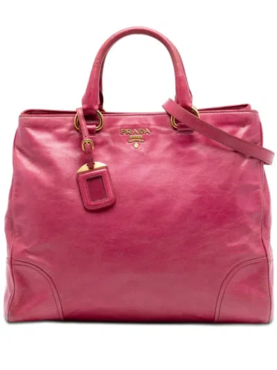 Pre-owned Prada 2010-2026 Vitello Shine Satchel In Pink