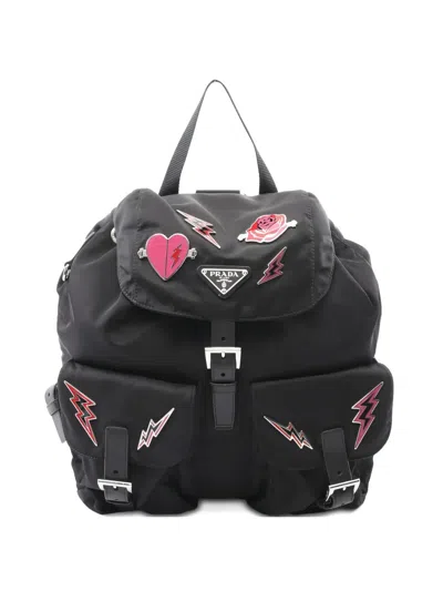 Pre-owned Prada 2010s Appliqué Backpack In Black