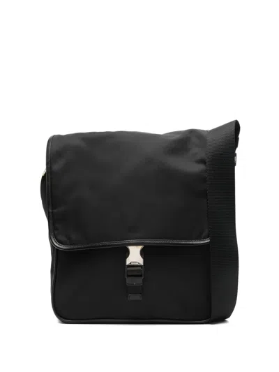 Pre-owned Prada 2010s Buckle Messenger Bag In Black
