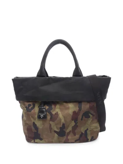 Pre-owned Prada 2010s Camouflage Reversible Tote Bag In Black