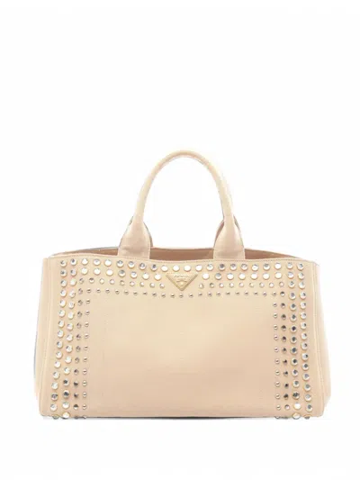 Pre-owned Prada 2010s Canapa Bijou Tote Bag In Neutrals
