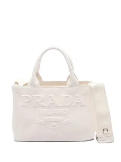 Pre-owned Prada 2010s Canapa Top-handles Tote Bag In White