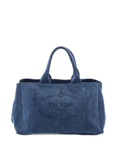 Pre-owned Prada 2010s Canapa Tote Bag In Blue