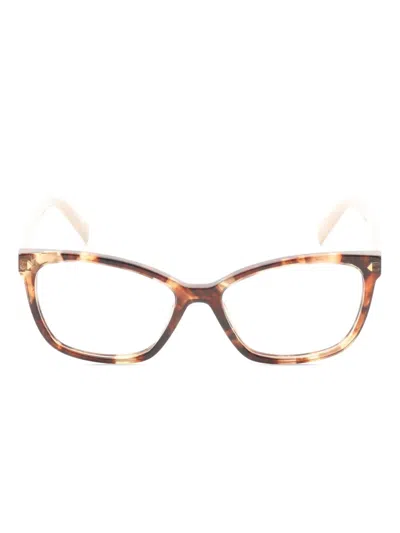 Pre-owned Prada 2010s Cat-eye Frame Glasses In Brown