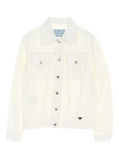 Pre-owned Prada 2010s Cotton-denim Jacket In White