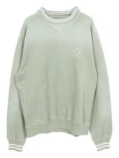 Pre-owned Prada 2010s Crew-neck Striped Sweatshirt In Green