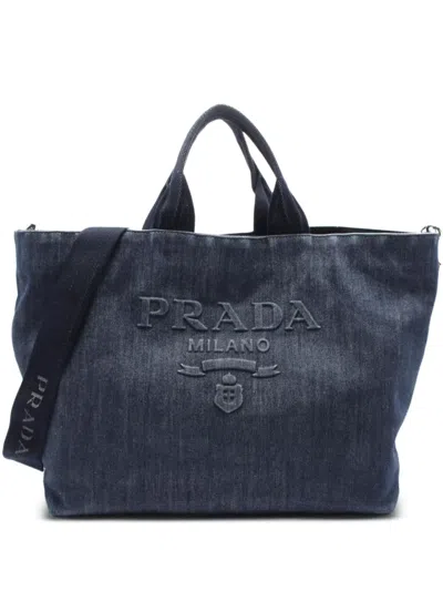 Pre-owned Prada 2010s Denim Tote Bag In Blue