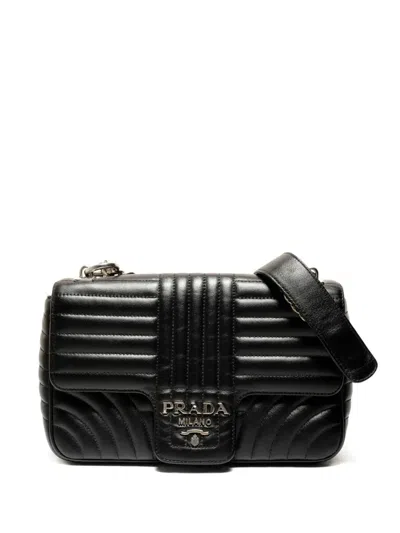 Pre-owned Prada 2010s Diagramme Shoulder Bag In Black