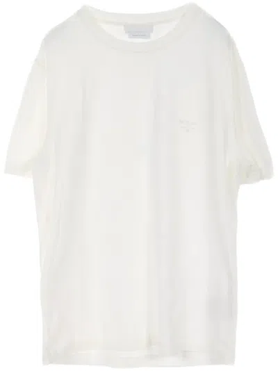 Pre-owned Prada 2010s Embroidered Crew-neck T-shirt In White