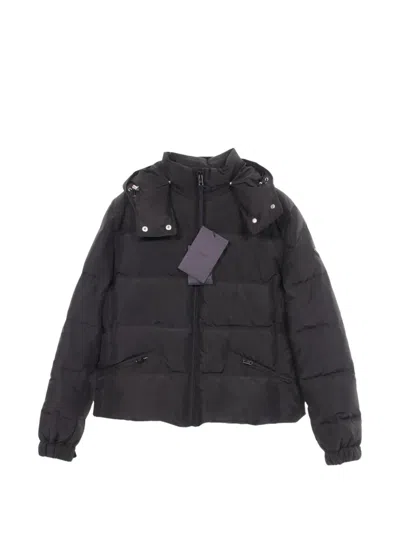 Pre-owned Prada 2010s Enamel Triangle Logo Puffer Jacket In Black