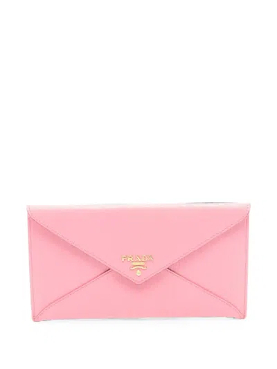 Pre-owned Prada 2010s Envelope Bi-fold Wallet In Pink