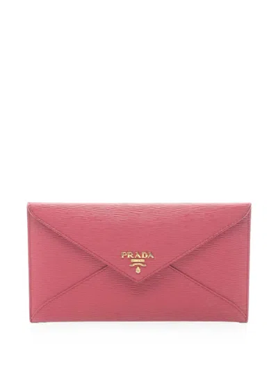 Pre-owned Prada 2010s Envelope Long Wallet In Pink